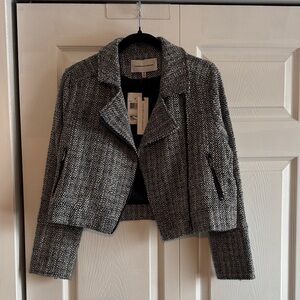 Cupcakes & Cashmere Black and White Tweed Blazer NWT